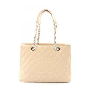 CHANEL Matelasse Grand Shopping GST Tote Bag in Grained Calfskin Leather, Beige